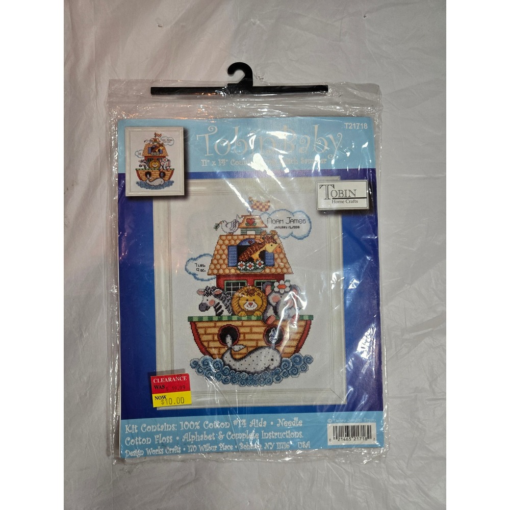 Tobin Baby Noahs Ark Counted Cross Stitch Sampler Kit T21718 Nursery 11x14